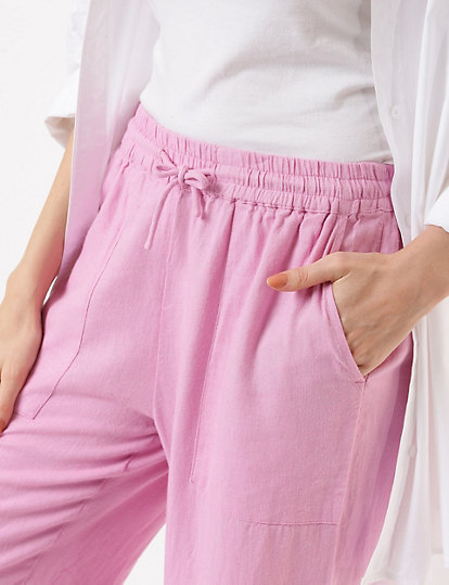 Linen Mix Cutwork Comfort Fit Trousers