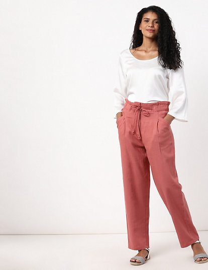 Linen Rich Paperbag Tapered Trousers