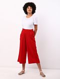 Flax Viscose Solid Red Regular Fit Trouser