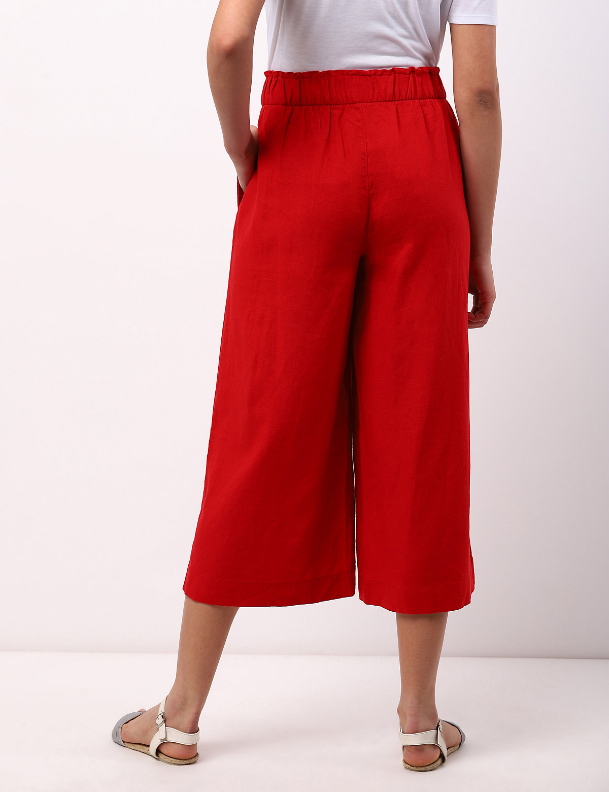 Flax Viscose Solid Red Regular Fit Trouser