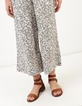 Linen Viscose Wide Cropped Pant