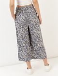 Linen Viscose Wide Cropped Pant