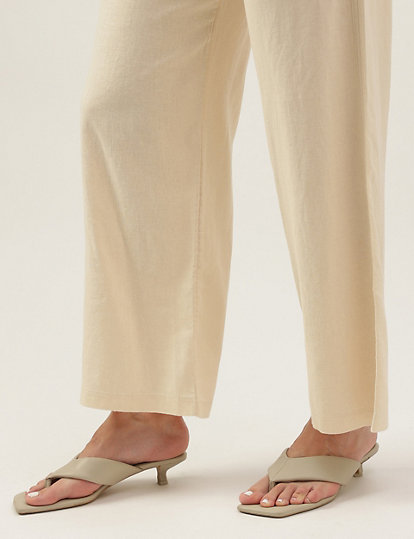 Linen Blend Solid Regular Fit Trousers