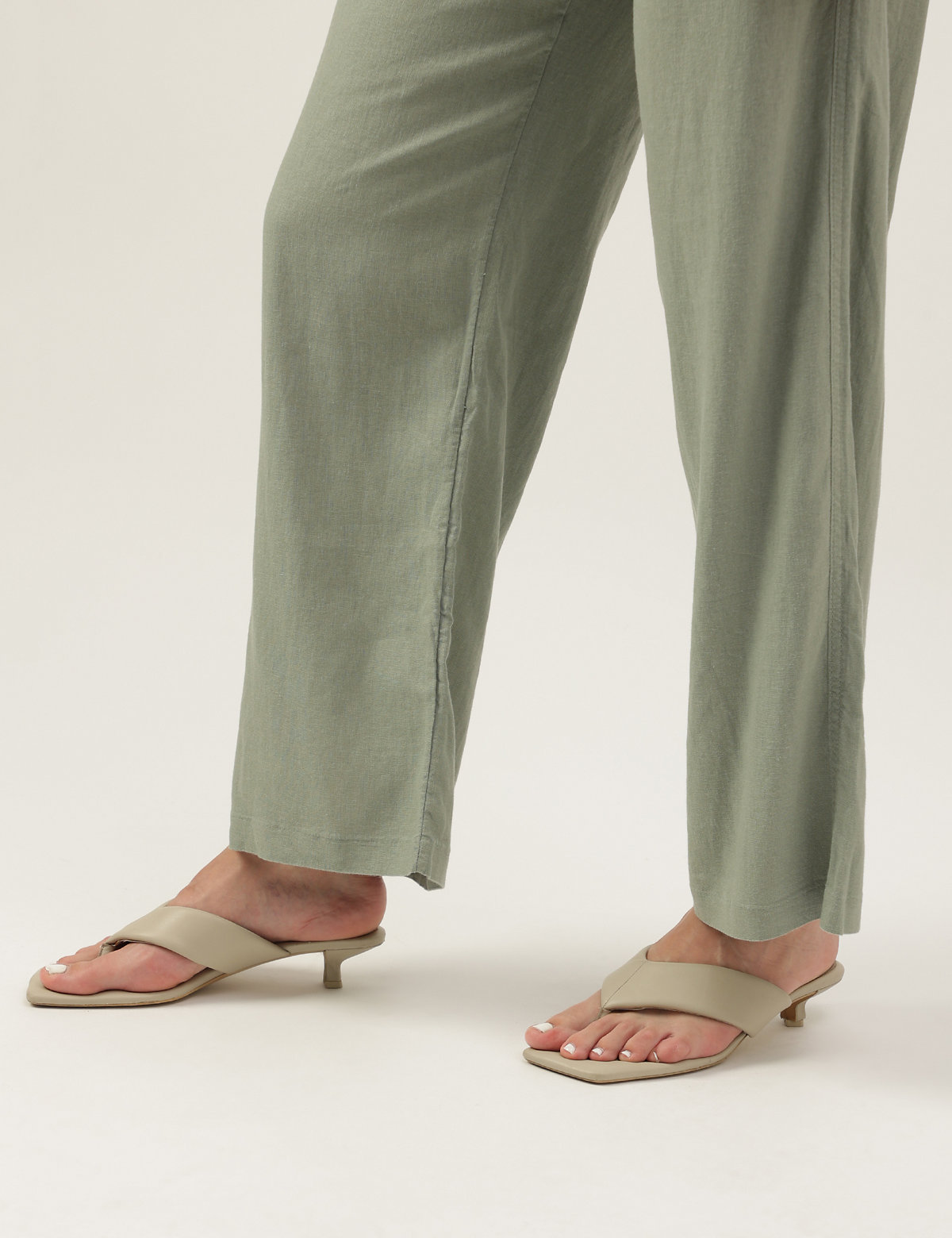 Linen Rich Solid Wide Leg Pants