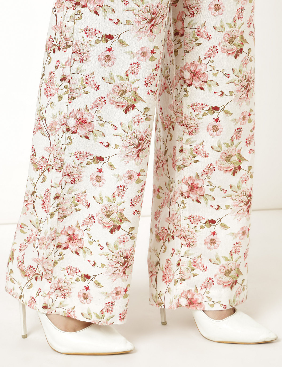 Linen Mix Floral Regular Fit Trouser
