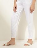 Flax Linen Mix Plain Tapered Fit Trousers