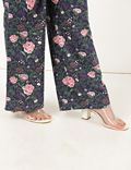 Linen Mix Floral Regular Fit Trousers