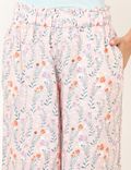 Flax Mix Floral Regular Fit Trousers