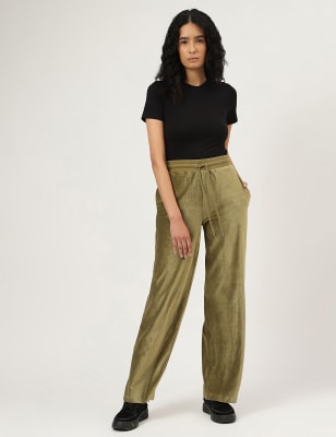 Velour Wide Leg Joggers