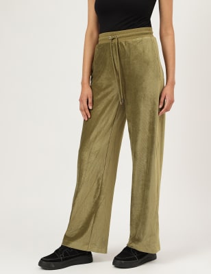 Wide leg velour joggers hot sale