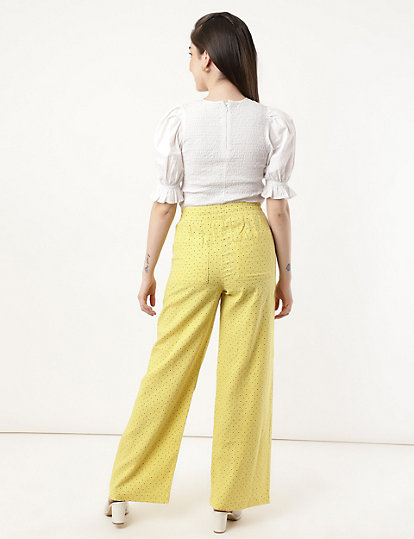 Linen Mix Printed Loose Fit Trouser