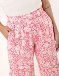 Linen Mix Floral Loose Fit Trouser