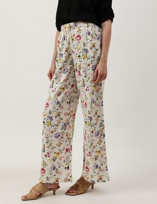Linen Mix Printed Relaxed Fit Trouser