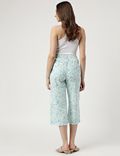 Linen-Blend Botanical Elasticated Trousers
