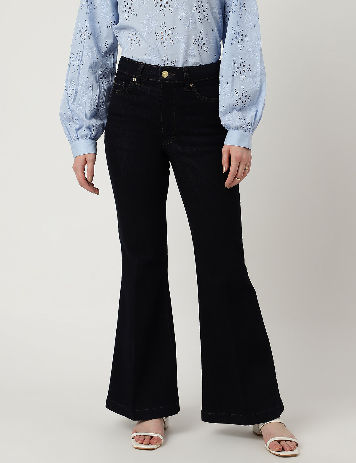 Cotton Mix Plain Flared Fit Jeans