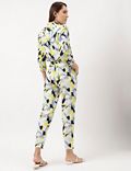 Linen Rich Abstract Print Ankle Length Trousers