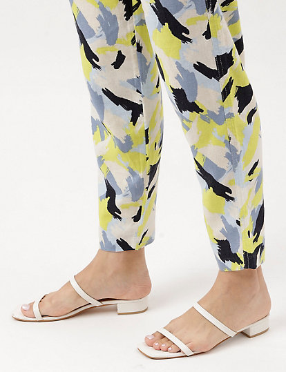 Linen Rich Abstract Print Ankle Length Trousers