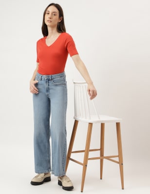 Wide leg jeans online hot sale india