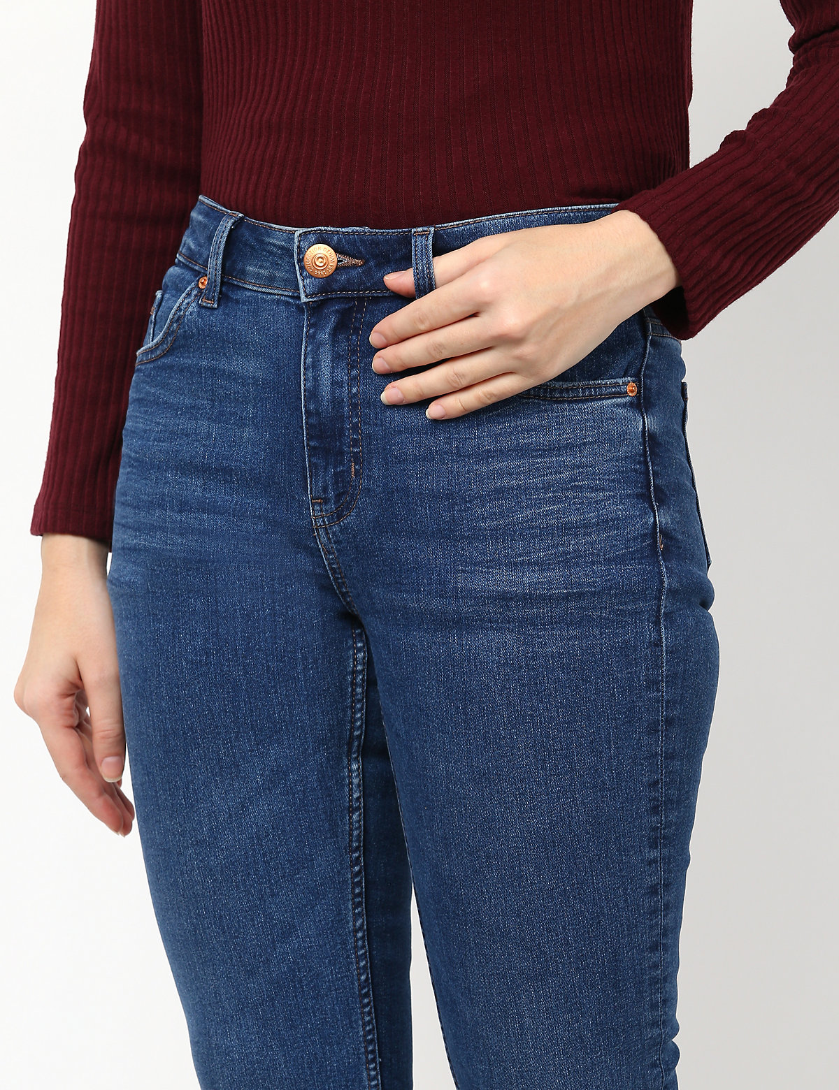 Cotton Mix Plain Slim Fit Jeans