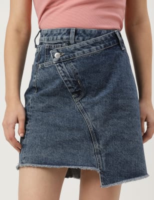 Pure Cotton Plain Regular Fit Denim Skirt