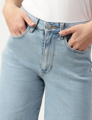 Cotton Mix Plain Wide Leg Jeans