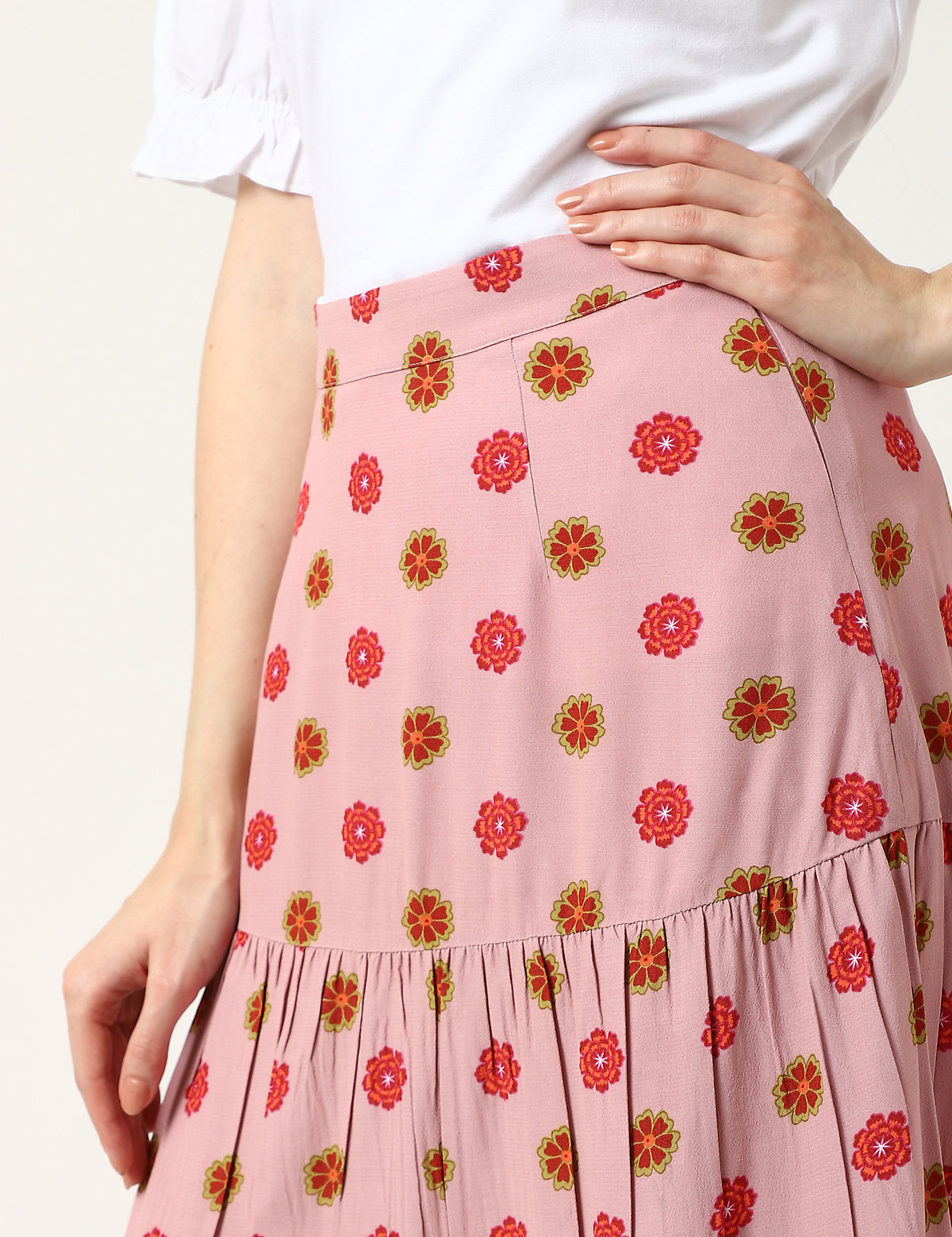Pure Viscose Floral Flared Fit Skirt