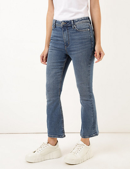 Cotton Mix Plain Slim Flare Fit Jeans