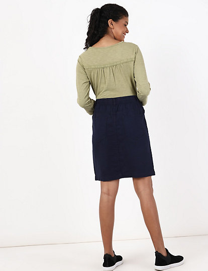 Knee Length Linen Viscose Skirt