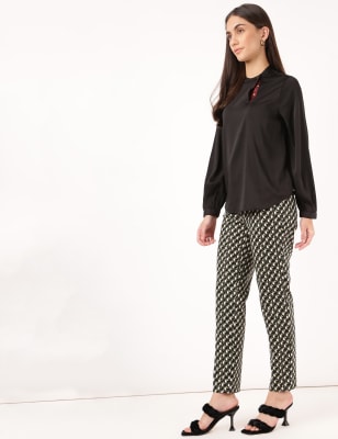 Cotton Mix Printed Slim Fit Trousers