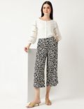 Linen Mix Animal Print Relaxed Fit Trouser