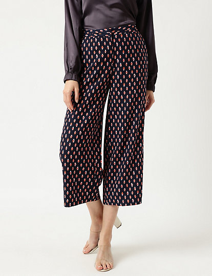 Linen Mix Printed Relaxed Fit Trouser