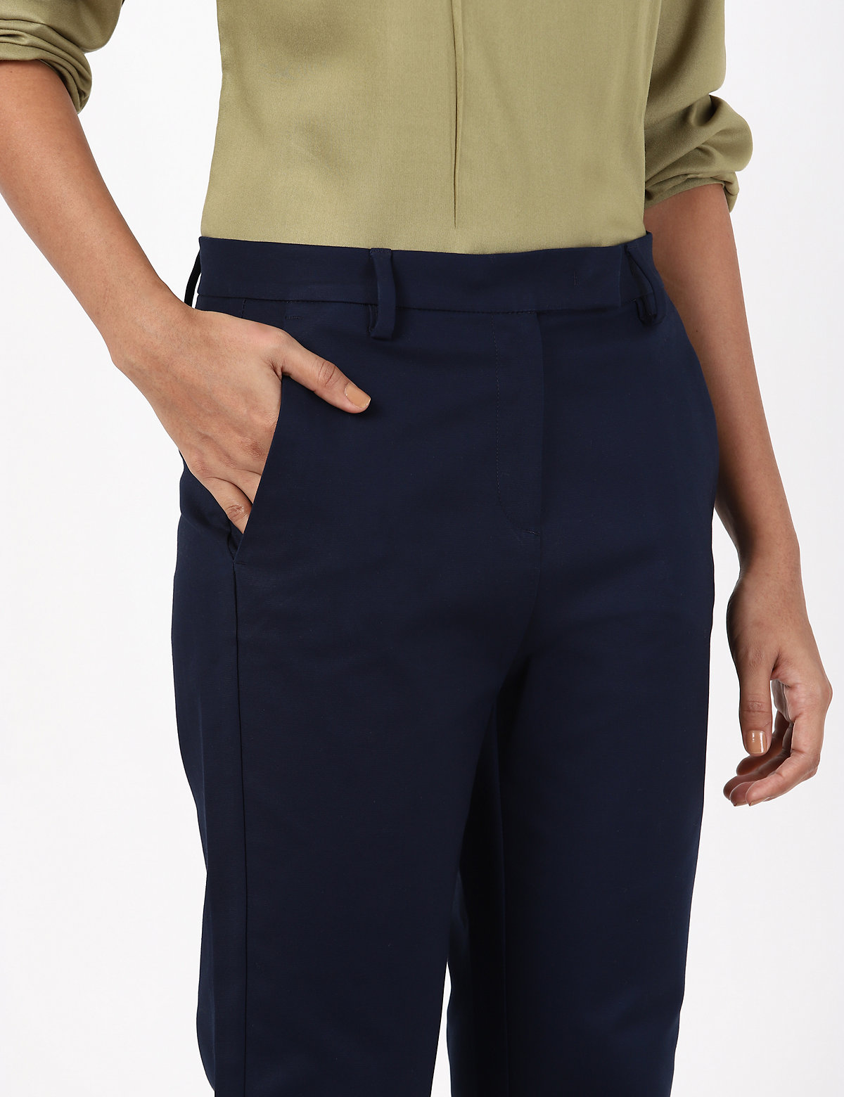 Cotton Mix Plain Regular Fit Trouser