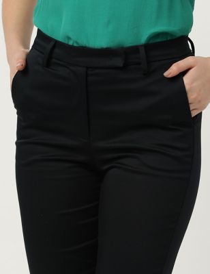 Cotton Blend Solid Slim Fit Trousers