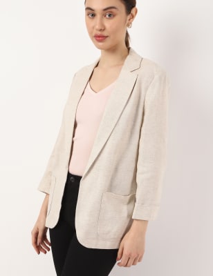 

Womens M&S Collection Linen Pocket Front Blazer - Neutral, Neutral