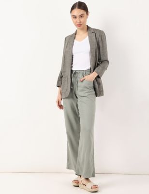 Marks And Spencer Womens M&S Collection Linen Pocket Front Blazer - Dark Khaki, Dark Khaki