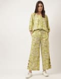 Flax Mix Printed Regular Fit Trousers