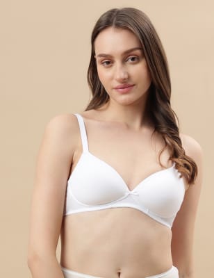 MARKS & SPENCER Cotton Mix Plain Adjustable Straps Bra T333208KWHITE (32D)  Women Everyday Lightly Padded Bra - Buy MARKS & SPENCER Cotton Mix Plain  Adjustable Straps Bra T333208KWHITE (32D) Women Everyday Lightly