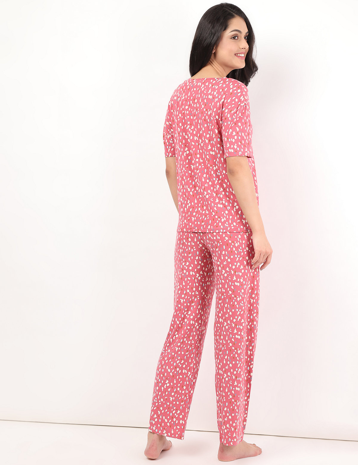 Viscose Mix Printed Round Neck Pyjama Set