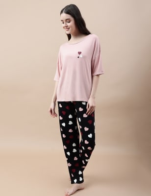 Viscose Mix Printed Relaxed Fit Pyjama Set