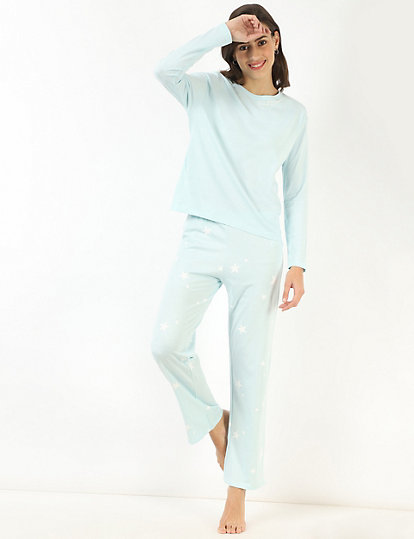 Pure Cotton Plain Regular Fit Pyjama Set