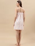 Pure Cotton Self Design Strappy Night Dress