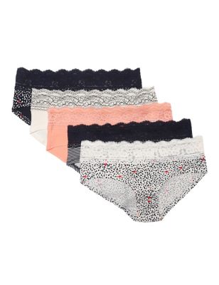 Buy Marks & Spencer Pack of 5 Cotton Mix Slim Fit Knickers T612110XLIGHT  Lavender (3XL) at