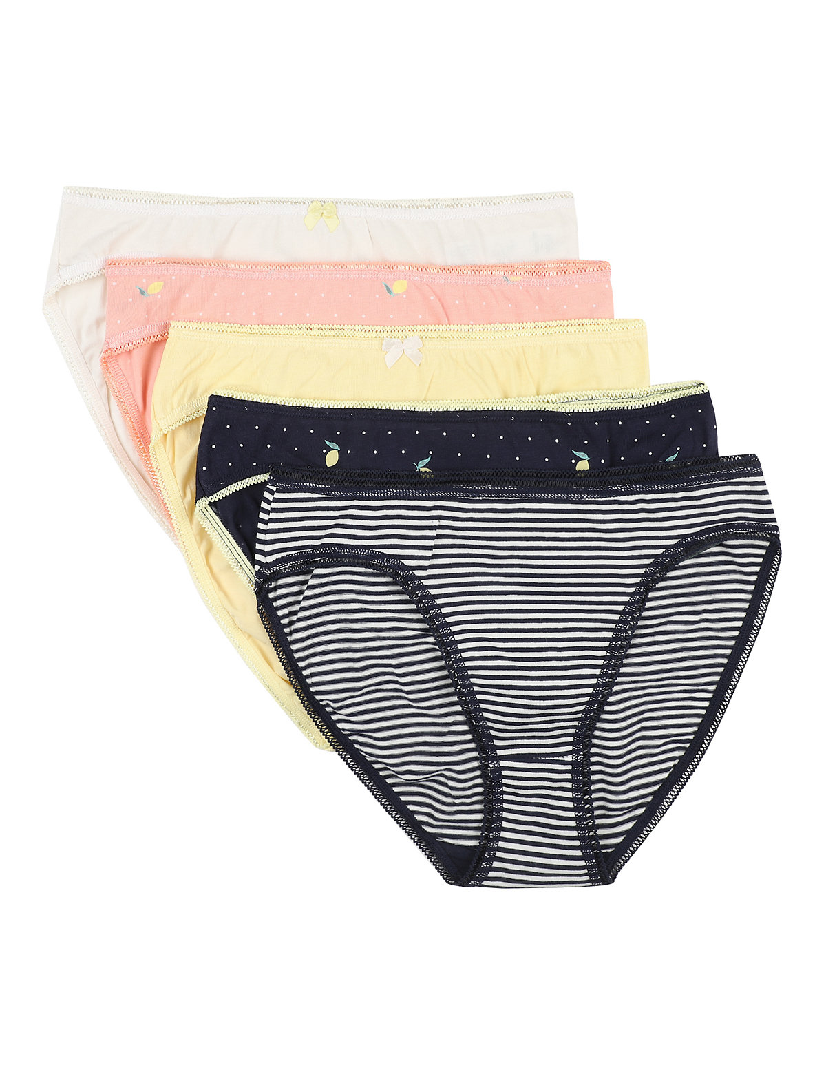 Pack of 5 Cotton Mix High Legs Knickers