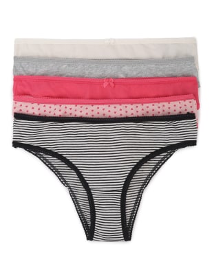 

Womens 5pk Cotton Lycra™ Brazilian Knickers - Grey Mix, Grey Mix