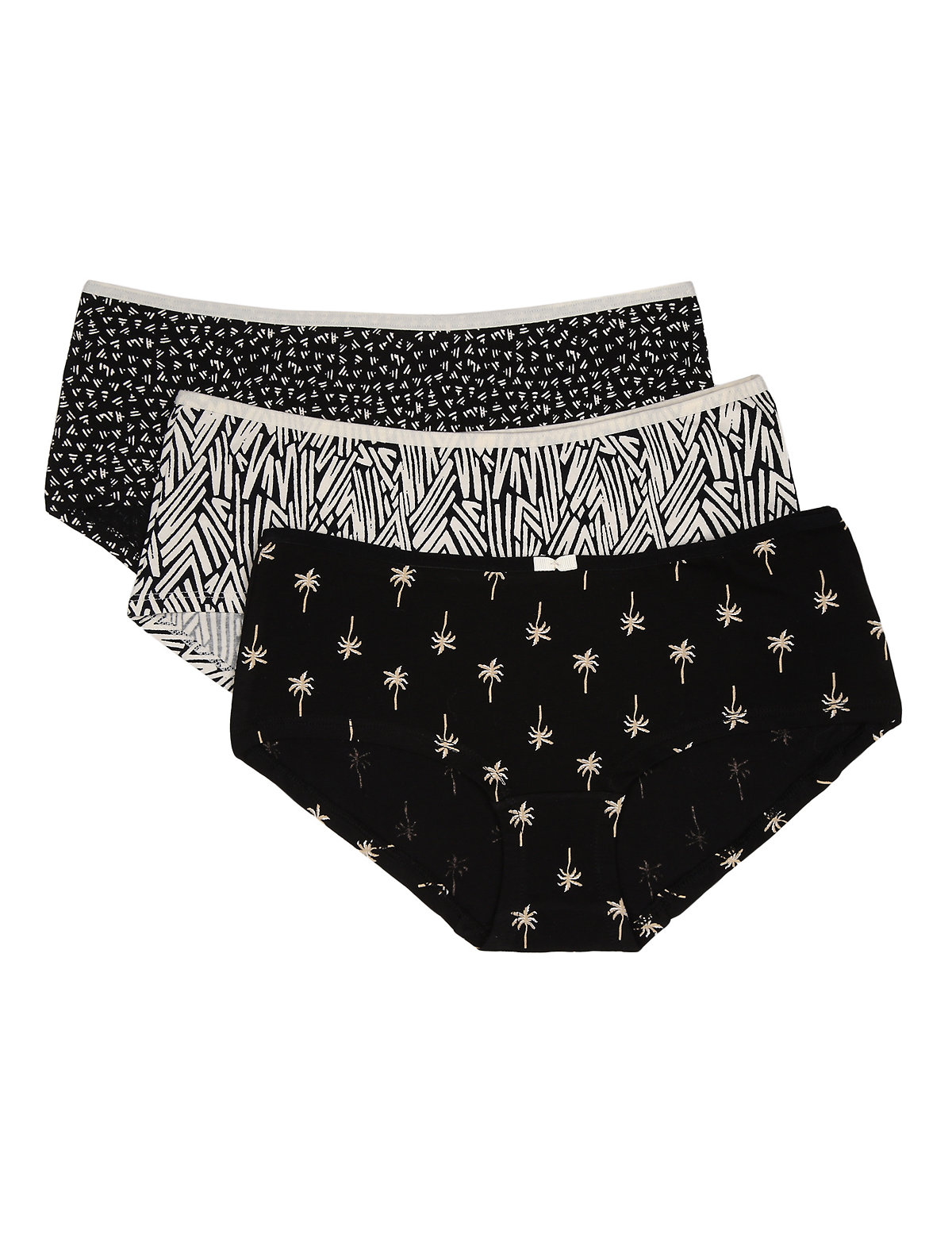 3 Pack Palm Print Low Rise Short