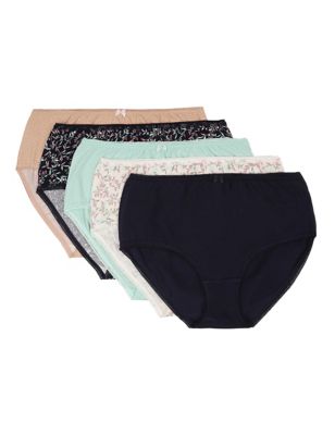 M&S Black Lace Trim Stretch Briefs Knickers Panties Size 18 Cotton Blend 