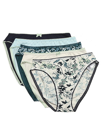 5 Pack Cotton Mix Printed Skinny Knicker