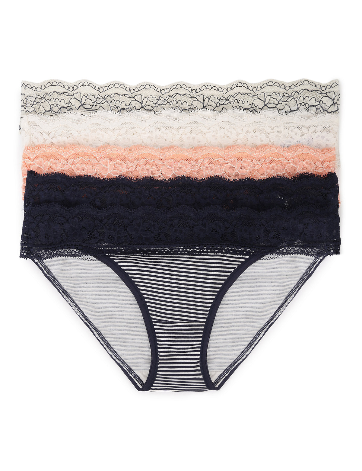 Pack of 5 Printed Lace Trim Knickers