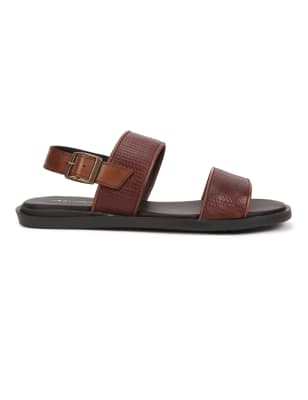 Leather Textured Belt Sandals