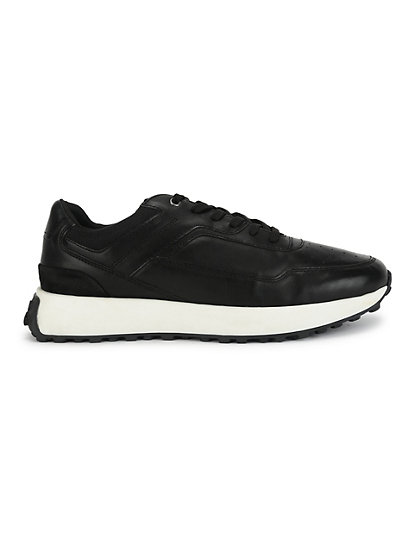 Leather Plain Lace-up Sneakers